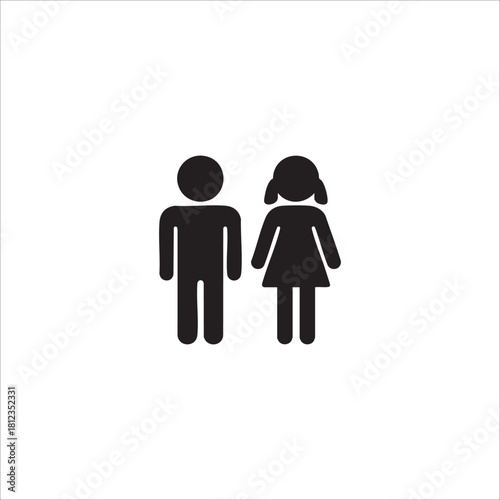 girl and boy icon. isolated on white backgroundgirl and boy icon. isolated on white background