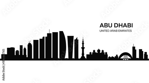 Abu dhabi skyline silhouette in black and white