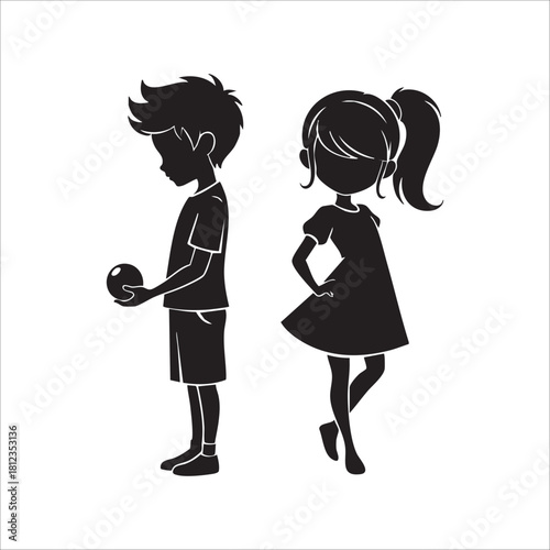 girl and boy icon. isolated on white backgroundgirl and boy icon. isolated on white background