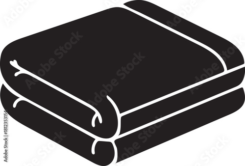 Stacked Black Folded Towels on White Background pile bathroom