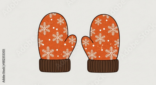 Cozy winter mittens with snowflake pattern bring festive cheer, perfect for holiday crafts, seasonal designs, and heartwarming winter projects