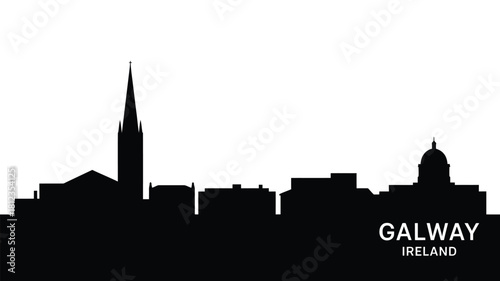 Galway ireland city skyline silhouette black and white