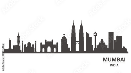 Mumbai india skyline silhouette vector illustration