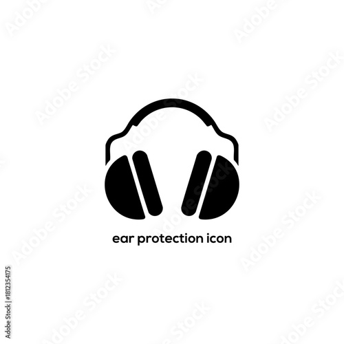 Ear Protection Headphones Icon, Safety Earmuffs Symbol for Noise Reduction, Industrial Hearing Protection, Workplace Safety and Construction Design Concept