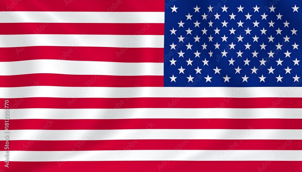 Naklejka premium United States flag with red-white stripes and blue canton of fifty stars, symbolizing unity and identity.