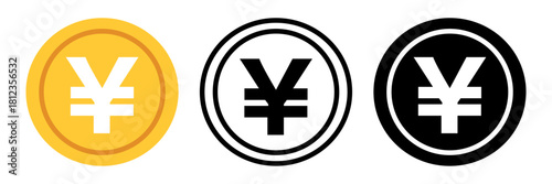 Japanese Yen Money Coin Symbol Collection
