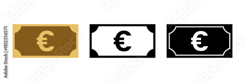 Euro Currency Paper Bill Icons – Flat Vector