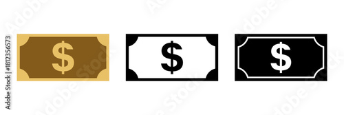Foto Dollar Currency Paper Money Icons – Flat Vector