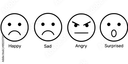 Minimalist Facial Expression Icon Set Silhouette Vector