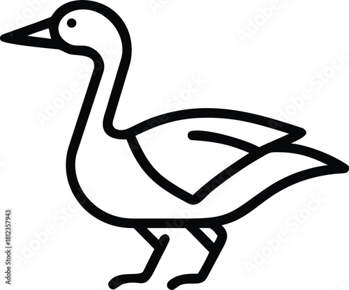 Goose bird vector outline icon on white background
