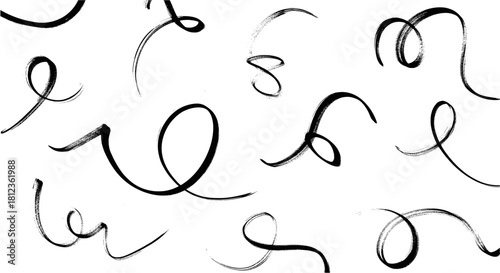 Handdrawn swirls and curls isolated on, perfect for adding a whimsical touch to your designs, invitations, or creative projects with a playful vibe