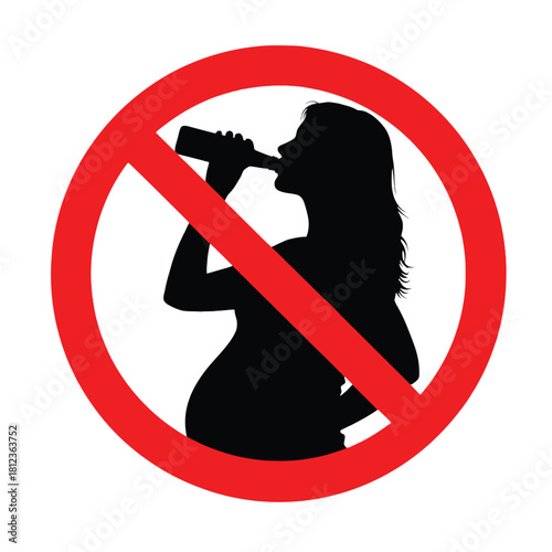 No drinking during pregnancy a warning sign showing a silhouette of a woman