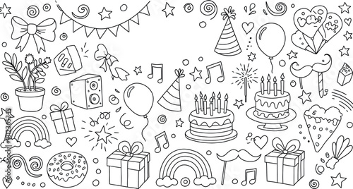 Whimsical hand drawn illustration of a spooky halloween scene with ghosts and pumpkins under a full moon