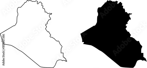 Outline and silhouette map of iraq