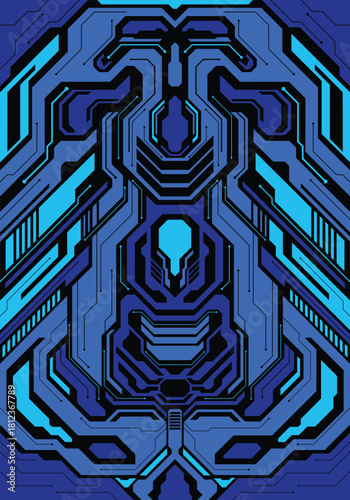 Blue futuristic cybernetic system abstract artwork background