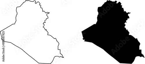 Outline and silhouette maps of iraq