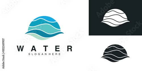 Sea water logo icon design template