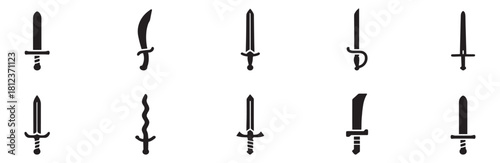 Sword icon vector set. Saber illustration sign collection. Weapon symbol. Steel logo. Vector Illustration.