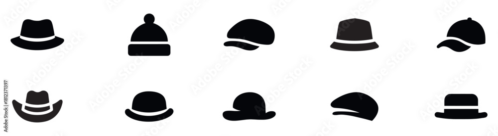 Fotografía Hat silhouette icon set