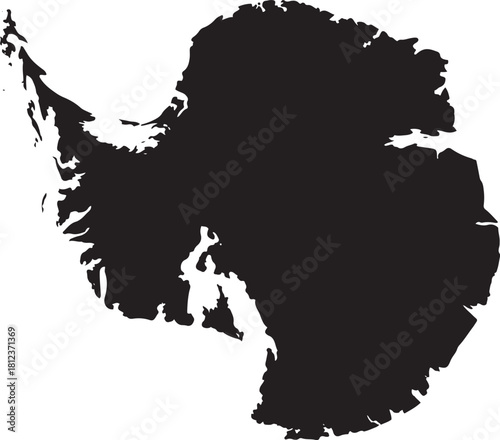 Antarctica map silhouette isolated on checkered background