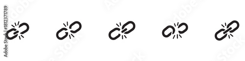 Broken chain link icons representing connection failure security risks and disconnection themes vector. Vector Illustration. EPS 10