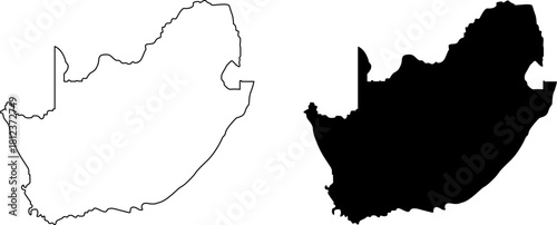 Outline and silhouette map of south africa