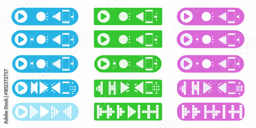Collection of music player controls and playback icons