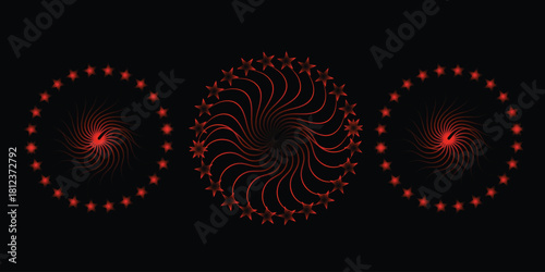 Abstract red light patterns on black background for modern design concepts