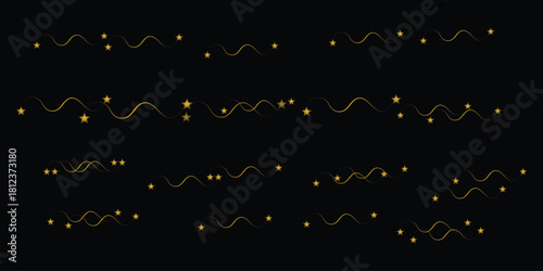 String lights on black background for festive or decorative design elements