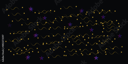 Abstract dark background with wavy lines and glowing dots for modern design