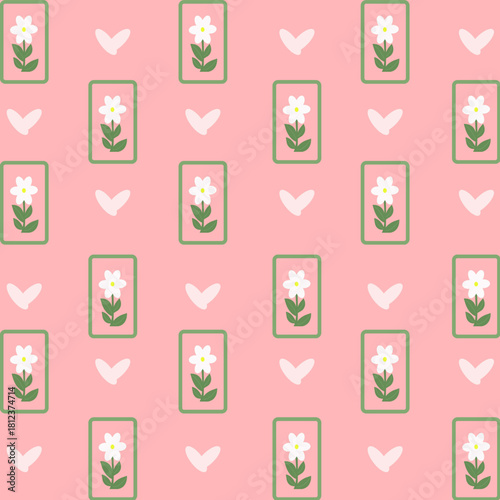 Charming Pink Floral and Heart Pattern