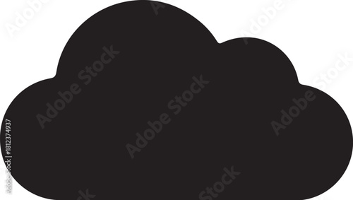 Black Silhouette Icon of a Fluffy Cloud weather atmosphere also transparent background