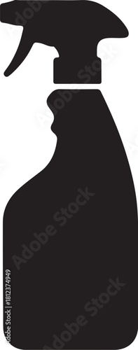 Black Silhouette Icon of a Trigger Spray Bottle cleaning cleaner also transparent background