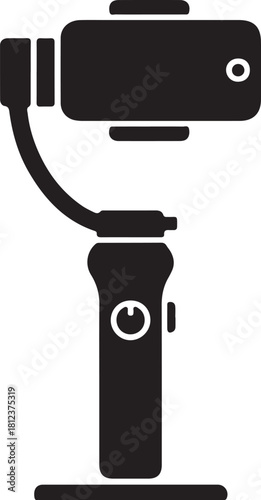 Silhouette Icon of a Smartphone Gimbal Stabilizer For Video Recording Keywords: smartphone gimbal, stabilizer, video recording, camera accessory, handheld gimbal, also transparent background