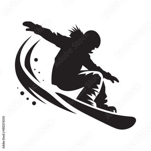 snowboard vector silhouette clip art logo design illustration. abstract snowboard icon set collection