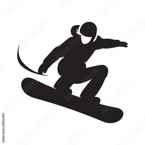 snowboard vector silhouette clip art logo design illustration. abstract snowboard icon set collection