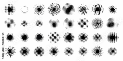 Collection of halftone dot patterns and textures
