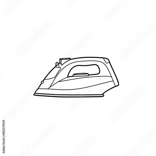 Iron Outline Illustration clothes appliance household laundry clothing fabric wrinkle pressing steam heat domestic equipment home