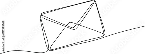 minimalist continuous line drawing of envelope, communication and mail concept, modern vector illustration for correspondence themes