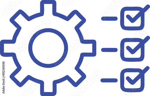 An outline icon of managing settings, project orders, and technical support checklists. 