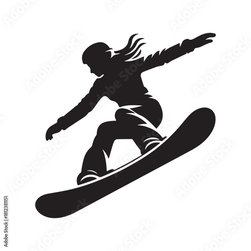 snowboard vector silhouette clip art logo design illustration. abstract snowboard icon set collection