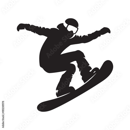 snowboard vector silhouette clip art logo design illustration. abstract snowboard icon set collection