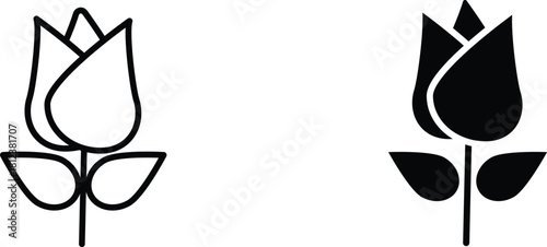 rose icon vector graphic illustration  with white background flat hand made icon fill icon .