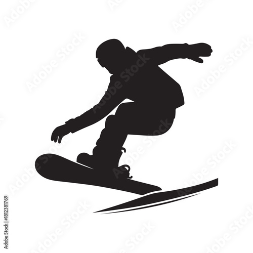 snowboard vector silhouette clip art logo design illustration. abstract snowboard icon set collection