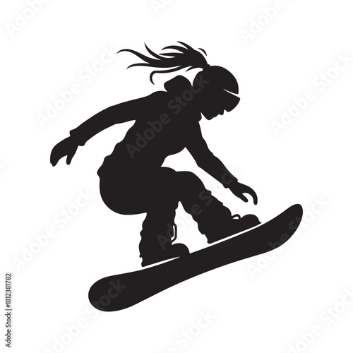 snowboard vector silhouette clip art logo design illustration. abstract snowboard icon set collection
