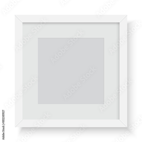 Picture frame. White wooden frame on white background
