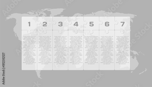 Seven steps line infographic, puzzle diagram