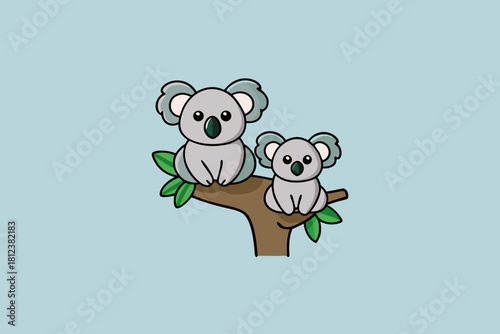 Australian Koalas on a Eucalyptus Tree vector illustration