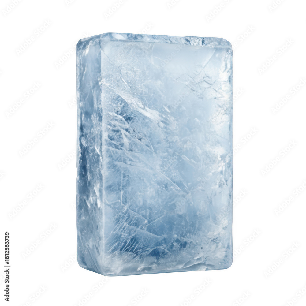 Obraz premium Single ice block isolated on transparent background