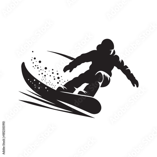 snowboard vector silhouette clip art logo design illustration. abstract snowboard icon set collection